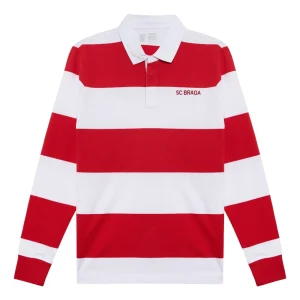Polo SC Braga Manga Comprida Vermelho e Branco