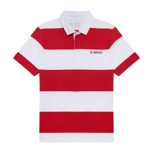 Polo SC Braga Manga Curta Vermelho e Branco